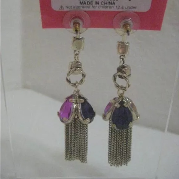 Betsey Johnson Crystal Tassel Drop Earrings - Picture 4 of 5